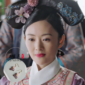 如懿传同款 童瑶高晰月同款耳环 慧贵妃古董珠古风纯银镀金耳环