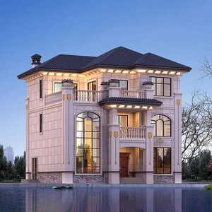 00sky6088068淘宝欧式别墅设计图纸2023简约现代农村自建房屋施工