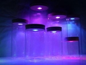 带LED灯软木塞微景观展示瓶许愿夜光透明玻璃储物罐直筒球防尘罩