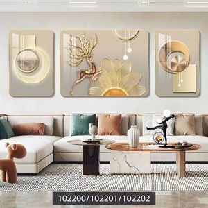 客厅沙发背景墙轻奢圆角挂画现代简约大气壁画三联组合装饰画