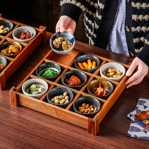 日式木质九宫格餐具餐盘托盘分格盘料理盒套装复古实木创意寿司盘