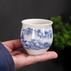 防烫双层主人杯陶瓷茶盏茶碗家用单个品茗杯隔热泡茶大号功夫茶具