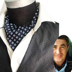 苯鸟学飞英伦丝巾丝棉材质男士领巾阿斯科特褶皱领巾礼服宽领带