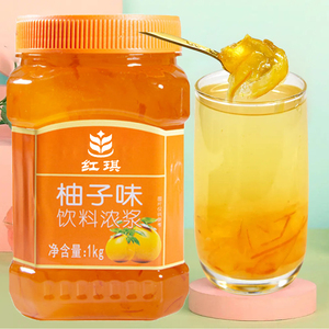 1KG蜂蜜柚子茶酱含果肉饮料冲饮刨冰用小吊梨汤果酱芒果草莓玫瑰