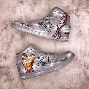 马刺队AJ1定制球鞋NBA球星DIY手绘鞋子蒂姆邓肯空军来鞋改图改色