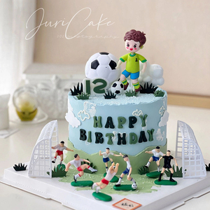 足球主题儿童生日蛋糕装饰踢足球男孩男生插件生日快乐烘焙插牌
