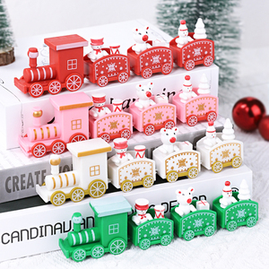 圣诞节蛋糕装饰摆件小火车网红生日甜品台装扮麋鹿雪人红白粉绿车
