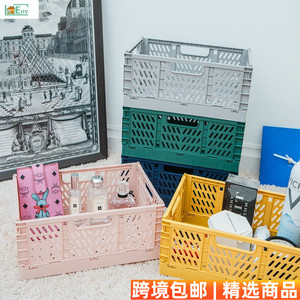 韩国迷你折叠塑料收纳盒学生桌面整理手帐胶带文具护肤品小置物篮