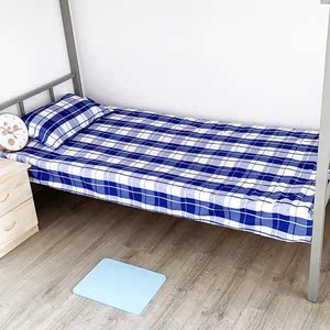 纯棉床单单件学生单人大学蓝白格子一米1米5蓝色被套学校宿舍专用