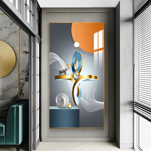 入户玄关装饰画现代简约竖版走廊过道背景墙晶瓷壁画轻奢大气挂画