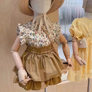 女童夏装套装2024新款韩版宝宝碎花上衣1--3岁儿童蛋糕裤裙两件套