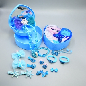 儿童项链冰雪奇缘珍珠玩具手链女耳夹小公主可爱头饰戒指头绳套装