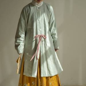 汉服秋冬暗香如故双层加厚纯棉立领对襟窄袖长袄