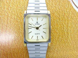 Vintage长方形西马cyma瑞士一类间金复古款式石英女士手表