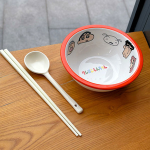 卡通日式少女心陶瓷家用米饭碗高颜值食堂打饭神器拉面碗汤碗餐具