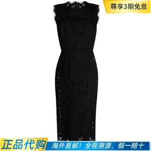 DOLCE & GABBANA 蕾丝连衣裙女黑色无袖中长裙 正品 F6H0ZT FLRE1