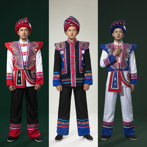 男士湘西土家族传统服装少数民族成人恩施畲族羌族壮族舞蹈演出服