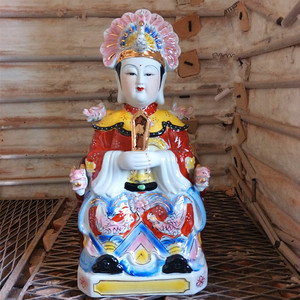 16~18寸凤冠老母 碧霞元君 泰山奶奶 陶瓷家居手绘工艺摆件 包邮