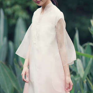 浮云堂茶服女禅意文艺中国风居士服纯色素衣外披茶人服中长款衬衫