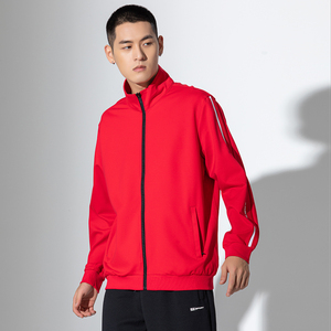 赛琪休闲卫衣男士春季新款立领开衫透气正品运动健身外套红色上衣