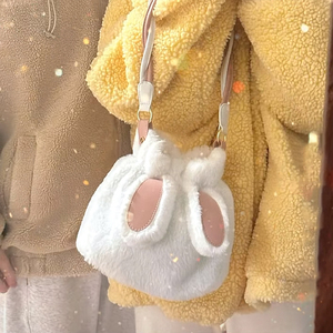 diy绒绒兔兔包手工编织包包兔耳朵材料包手工包单肩兔年新年礼物