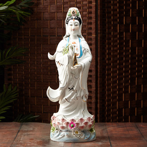 陶瓷站立观音佛像供奉家用摆件南海观音菩萨观世音保平安