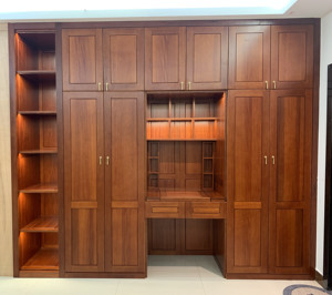 广东深圳中山珠海新中式卧室橡木樱桃木原木全屋全实木衣柜定制