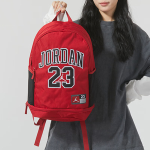 Jordan红色双肩背包学生书包耐克正品大容量aj休闲男旅行包运动包