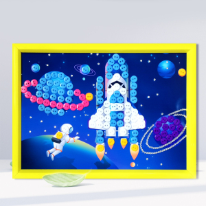 太空科技主题儿童创意手工diy制作作品幼儿园小学生活动纽扣贴画