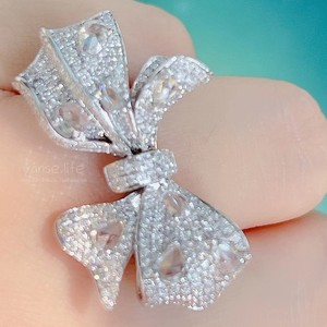 18k金天然南非钻石大蝴蝶结丝带戒指女戒满钻奢华2克拉保真高贵