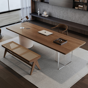 实木客厅大长书桌家用学习桌电脑桌创意大板桌办公桌设计师工作台