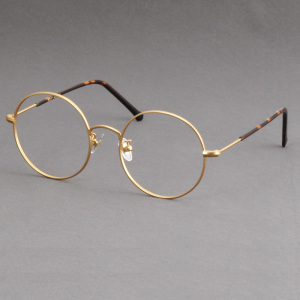 木九十fm1920226防蓝光眼镜架 金属圆框复古金色小圆框 男女百搭