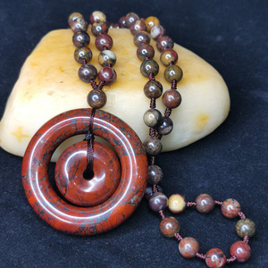 天然红伊丁子母扣陨石平安扣吊坠原创设计挂件高磁民族风手工挂坠