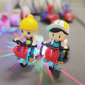 儿童男女宝益智玩具卡通特技骑三轮车电动音乐旋转灯光万向翻斗车