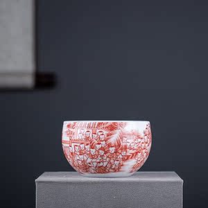 帝博钰徐冬贵百子图青花主人杯景德镇陶瓷功夫茶杯纯手工柴窑主人