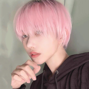 假发男短发韩版帅气自然lolita短卷发型学生粉色万用cos全头套式