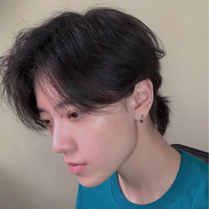 假发男鲻鱼头短发帅气韩版中分短直发狼尾头短直发男士发型全头套