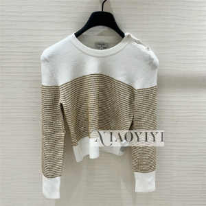 chanel香奈儿女士针织衫95折24m新款亮丝条纹毛衣欧洲代购p76887