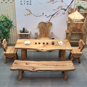 茶桌椅组合实木大板桌香樟木简约功夫茶台泡茶桌茶具套装一体复古