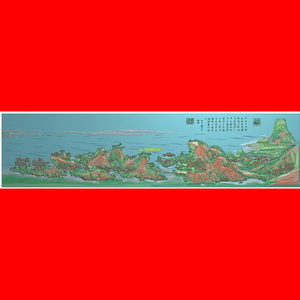 山水精雕图新款山水风景喜庆满堂沙发背板千里江山靠背大床花板