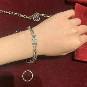 正品gucci/古驰手链互扣双c925银复古古巴做旧小精灵男女情侣