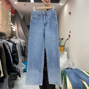 ouna欧娜99620牛仔裤女春季阔腿直筒长裤韩版高腰宽松显瘦拖地裤