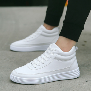 秋冬季加绒高帮板鞋韩版潮流小白鞋男生嘻哈高邦休闲鞋皮靴白鞋子