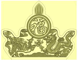 碑帽雕刻精雕图浮雕图墓碑精雕图墓碑碑头龙凤圆形福字图灰度图