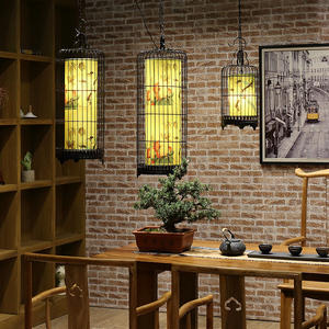 新中式铁艺鸟笼灯吊灯创意个性餐厅吊灯复古火锅店酒店工程红灯笼