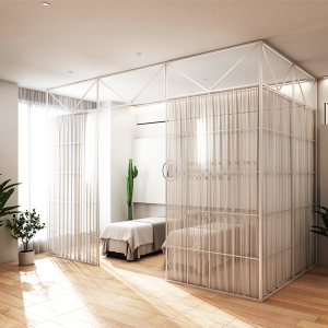 美容院养生馆私密隔间美甲店出租房客厅遮挡铁艺免打孔屏风隔断墙