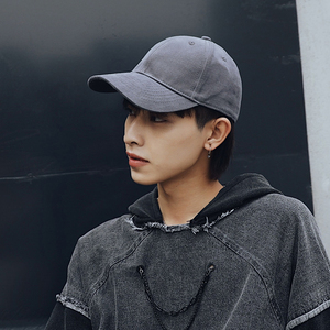灰色鸭舌帽男士帽子潮流防晒春夏季韩版潮牌纯色棒球帽休闲百搭女