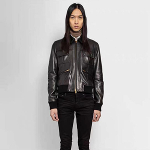 代购amiri潮牌秋冬权志龙同款21fw修身机车百搭皮衣夹克外套男slp