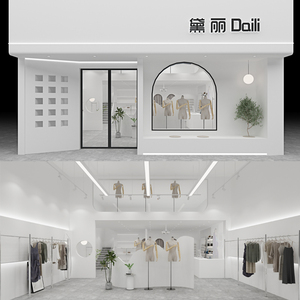 实体门头店铺面奶茶服装餐饮女童装美甲美容鞋店3d装修设计效果图