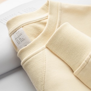 320g重磅毛圈布米杏色圆领卫衣女乳白色情侣宽松长袖上衣男外套秋